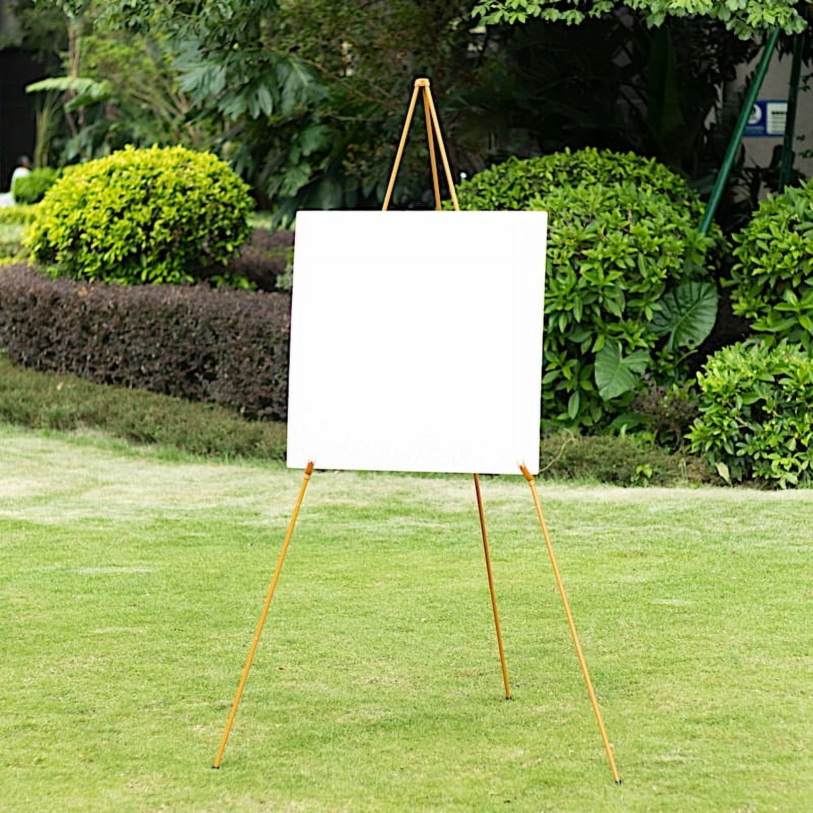 BalsaCircle 65" Gold Metal Easel Collapsible Tripod Stand Party Events Reception Decorations Supplies