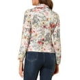 thumbnail image 3 of INSPIRE CHIC Women's Fitted Blazer Notch Lapel Printed Open Front Work Suit Jacket 2XL Beige-Floral, 3 of 8