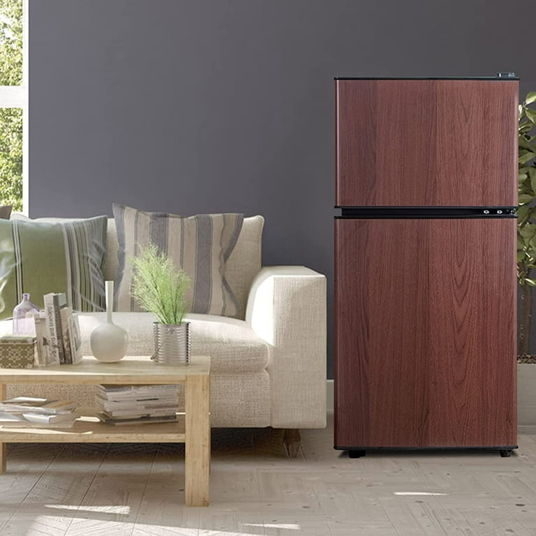 KRIB BLING Refrigerador compacto de 3.5 pies cúbicos, mini refrigerador con  congelador, enfriador de bebidas pequeño de diseño retro con termostato