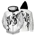 thumbnail image 5 of Sudadera con capucha con cremallera de otoño para hombre, sudaderas casuales con capucha para hombre, sudadera con capucha con estampado de calavera, sudadera con capucha estampada moderna, holgada y, 5 of 5
