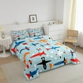 thumbnail image 3 of King Size Airplane Comforter Set, Aircraft Cartoon Style Quilt Bedroom Decor, Cartoon Rocket Bedding Set Aerospace Themed Duvet Insert With 2 Pillow Cases, Blue, 3 of 6