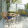 thumbnail image 1 of Costway 3PCS Patio Rattan Bistro Furniture Set Cushioned Chair Table Navy, 1 of 10