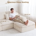 thumbnail image 5 of HipyMo 105" Sectional Couches for Living Room Corduroy Cloud Couch Sofa with L-Shape Upholstered Boneless Couchs Modern Modular Sectional Couch with Chaise (Right Facing Chaise+2Seaters, Beige), 5 of 8