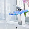 thumbnail image 1 of Grifo mezclador de lavabo JAMW cascada LED 3 colores cromado latón vidrio, 1 of 5
