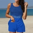 thumbnail image 2 of Sngxgn High Waisted Cutout Ribbed V Cut Bikini Set 2 Piece Swimsuit(Blue,M), 2 of 8
