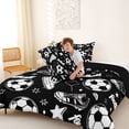 thumbnail image 4 of Erosebridal Kids Football Shoes Full Size Comforter Sets,Cartoon Soccer Pattern Bedding Sets For Kids,Reversible Black 3pcs, 4 of 7