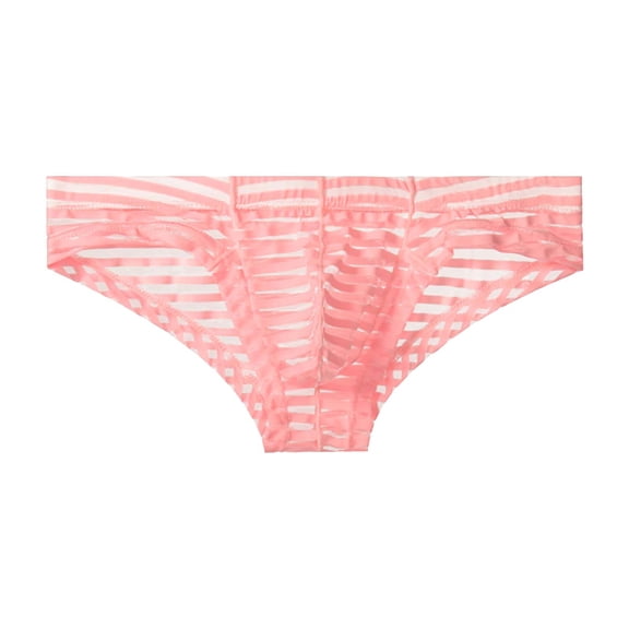 ZQUUVOU Men's Sheer Mesh Bikini Underwear Low Rise Elastic Waist Thin Breathable Soft Stretchy Lightweight Underwear Pink