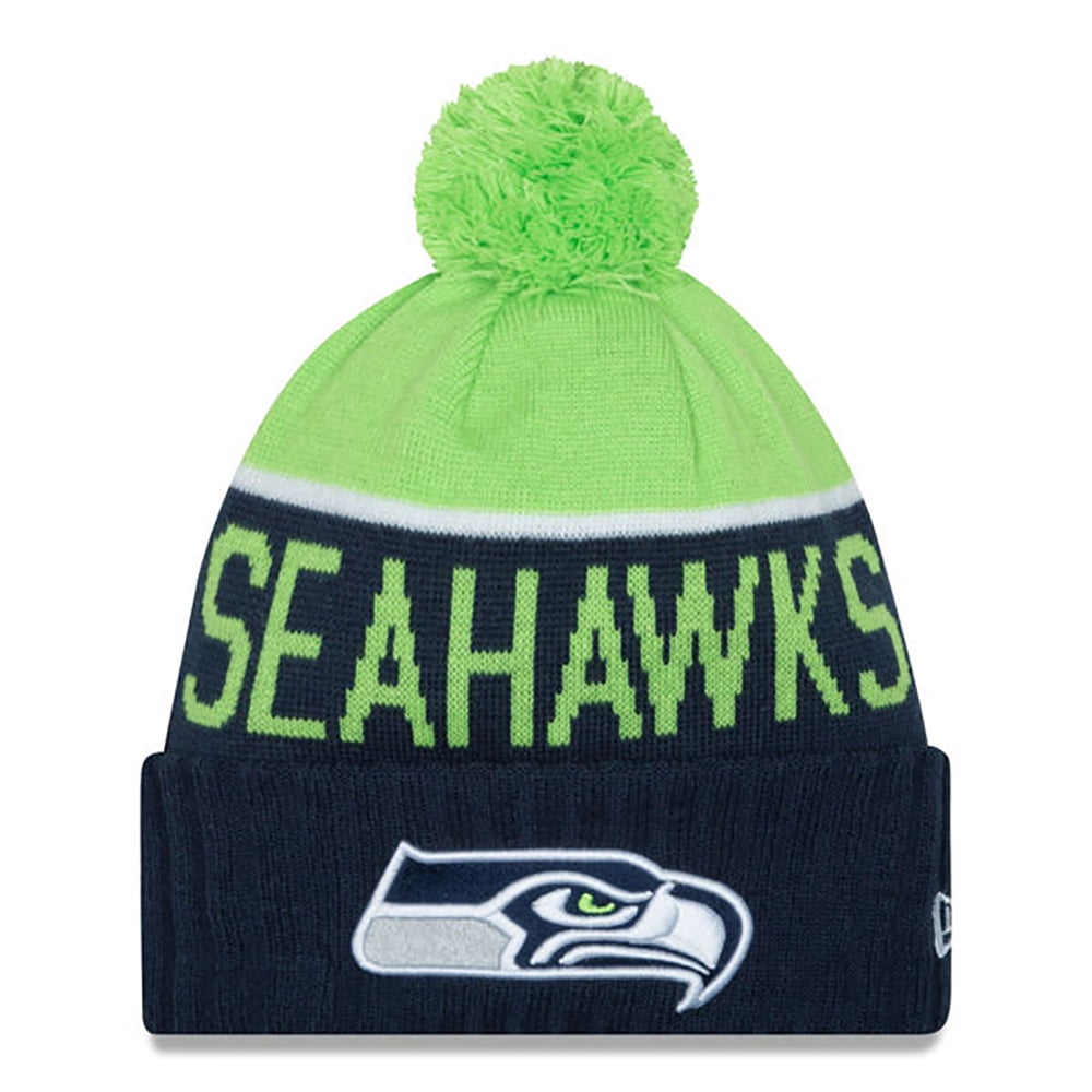 Seattle Seahawks NFL New Era On Field Sport Knit Pom Beanie Knit Hat Cap by