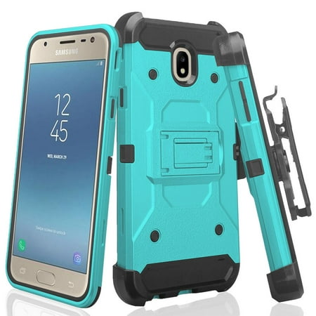 For Tracfone Samsung Galaxy J7 Crown (S767VL) Case Case, Shock Proof Case Cover with Rugged Heavy Duty Belt Holster,