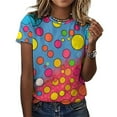 thumbnail image 3 of Colorful Dots T Shirts Basic T-Shirt Short Sleeve Ladies Tee Shirt Summer Graphic Clothing, 3 of 5
