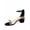 Black Rhinestone, variant on Nataly-06 Open Toe Ankle Strap Buckle Low Chunky Heels Causal Sandals Shoes ( Yellow, 6.5 )
