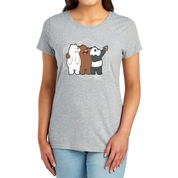 We Bare Bears Selfie Women's T Shirt, Athletic Heather, Small