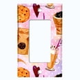 thumbnail image 2 of Metal Light Switch Wall Plate Outlet Cover (Coffee Mocha Espresso Grounds Cookie Sugar Treats Love Caramel Shake Pink Polka Dots - Single Rocker), 2 of 2