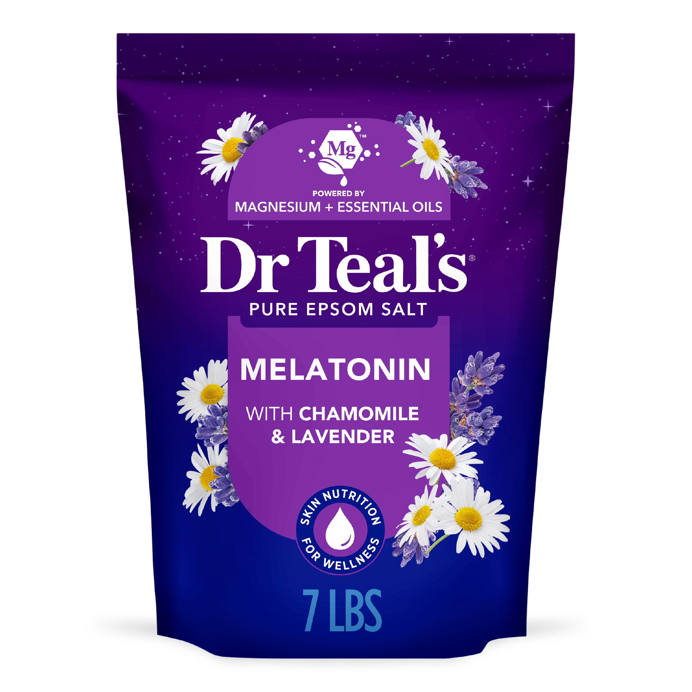 (2 pack) Dr Teal's Epsom Salt Magnesium Soak, Sleep Blend with Melatonin, Lavender & Chamomile, 7 lbs