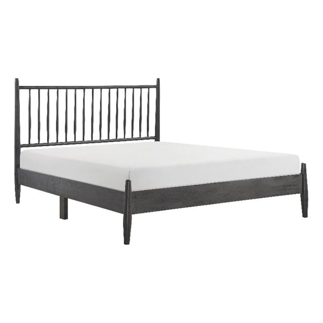 Pemberly Row Lit Plateforme Grand Format Contemporain en Bois, Gris
