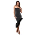 thumbnail image 1 of Vestido PORRCEY Hot Drilling Craft con hombros descubiertos, color negro, 1 of 6