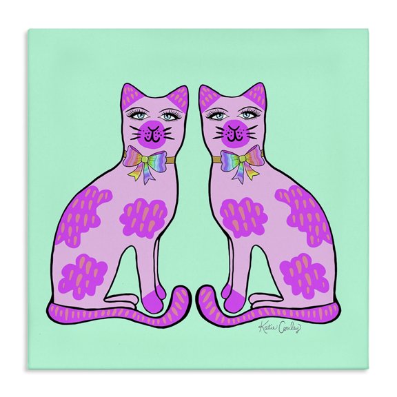 Stupell Industries Mid-Century Mirrored Purple Cats Canvas Art, 17 x 17, by Katie Conley