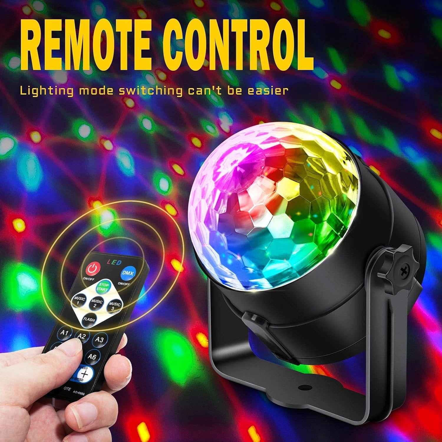3-Pack Disco Ball Party Lights Sound Activated with Remote Control, 12 Modes Strobe Stage DJ Lights for  Room Karaoke Dance Party Supplies Birthday Party Decorations White Elephant Gifts