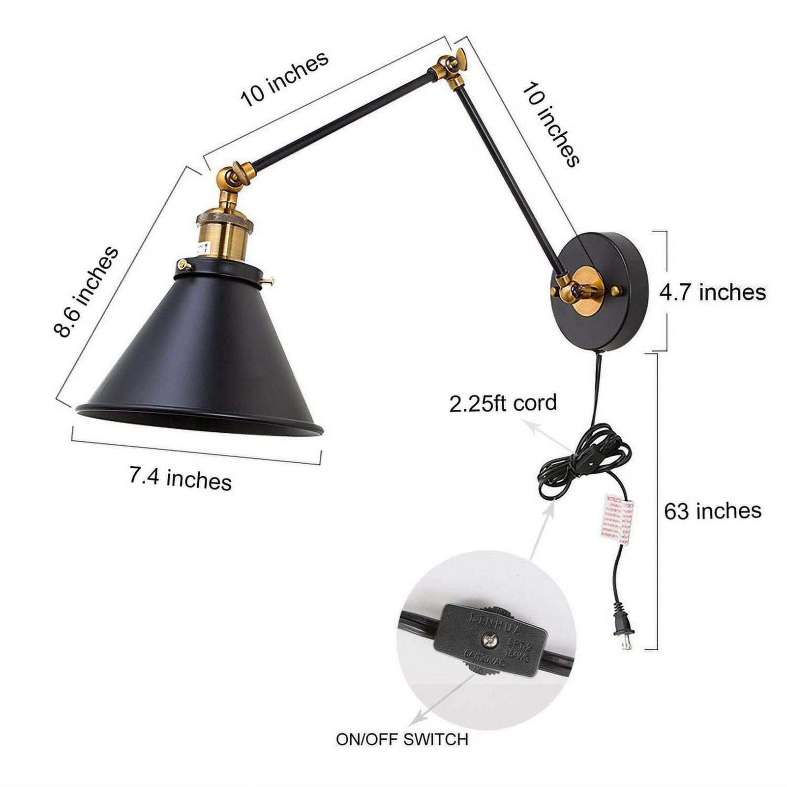 LNC 7.3-in W 1-Light Black Modern LED Wall Sconce for Dressing Room, Powder Room