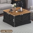 thumbnail image 6 of DreamCurship 31" Farmhouse Coffee Table with Storage, Square Large Center Table, Wood Center Coffee Table with Hidden Compartments for Living Room, Black, 6 of 7