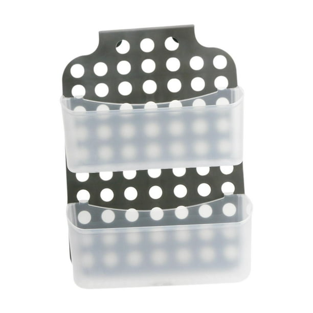 Contenedores de almacenamiento ajustables, organizador de ducha colgante, estantes de almacenamiento inoxidables, estante de almacenamiento para baño, Negro sin agujero