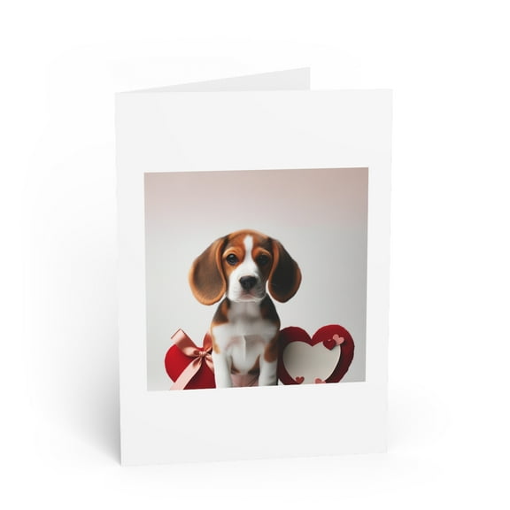 DistinctInk Greeting Card / Note Card - Valentine's Day Beagle - PACK of 1