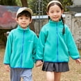 thumbnail image 3 of SYNPOS 2-10Y Child Girl Boy Solid Color Zip Up Fleece Jacket Coat with Pocket, 3 of 4