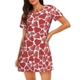 thumbnail image 4 of Salouo Hearts Print Short Sleeve Sleepshirt for Womens Comfy Nightgown Scoopneck Cute Nightdress Ruffle -Medium, 4 of 7
