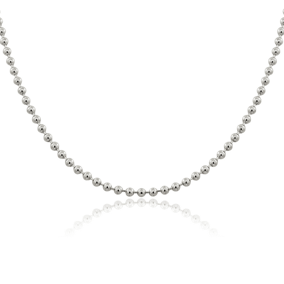 925 Sterling Silver 4mm Beaded Ball Chain Necklace
