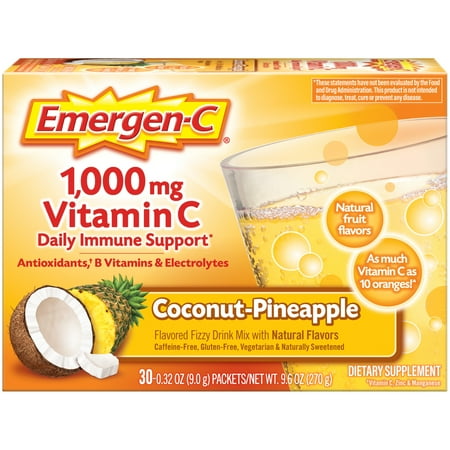 Emergen-C Daily Immune Support Vitamin C Supplement Powder, Coconut Pineapple, 30 Ct