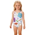 thumbnail image 2 of CCRFTGI Swimsuit for Kids Girls Size 10-12 Summer Adjustable Straps One Piece Beach Bathing Suit Swimwear Cute Books Pens Swim Vacation Girls Fashion Bathing Suits Purple 11-12 Years, 2 of 8