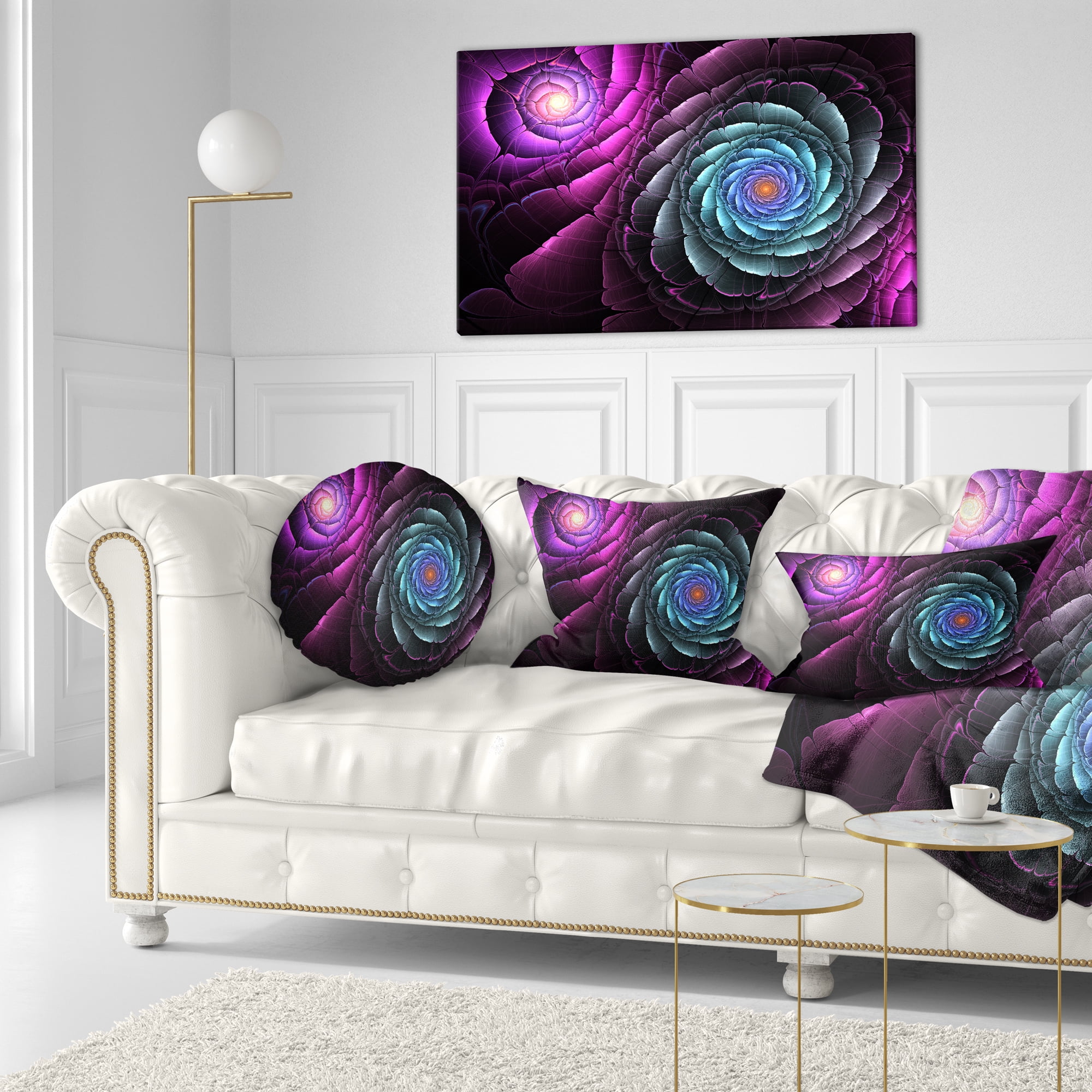 Designart 12" x 20" Purple Polyester Throw Pillow