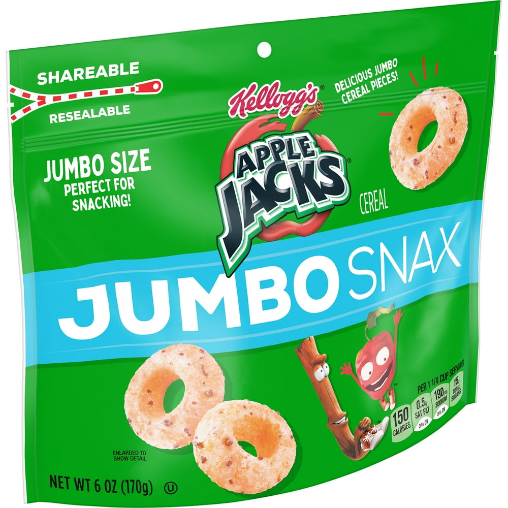 Kellogg's Apple Jacks Jumbo Snax, Cereal Snacks, Original, 6 Oz