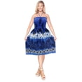 thumbnail image 3 of HAPPY BAY Women's Summer Boho Beach Backless Smocked Mini Swing Dress Tube Top Strapless Dresses for Women L-XL Sapphire, Palm Tree Floral, 3 of 3