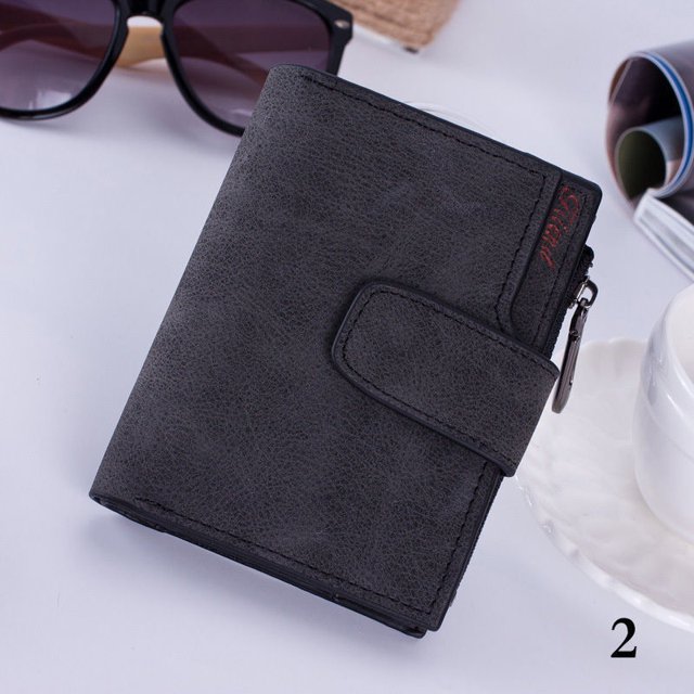 ITFABS Women's Short Leather Wallet Matte Surface Hasp Simple Bifold Small Handbag