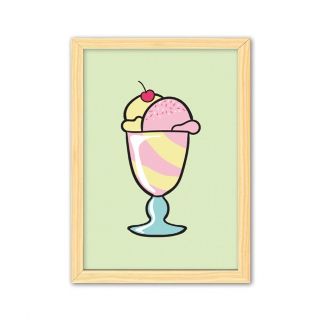 Cuadro de madera decorativa Unbranded Copa de helado de cereza dulce A4