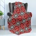 thumbnail image 4 of Mandala Soft Flannel Fleece Throw Blanket, Doodle Flowers Swirls Style Repetitive Grid Illustration in Warm Colors, Cozy Plush for Indoor and Outdoor Use, 50" x 60", Orange White Black, by Ambesonne, 4 of 5