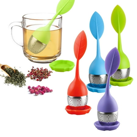 Leaf Tea Infuser for Tea Pot Mug Cup- Loose Tea Strainer Steeper for Fennel Tea Rooibos Tea Herbal Team Green Blue Red Purple Set 4