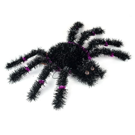 Tinsel Spider With Striped Legs For Halloween Decor Purple 14 X 8