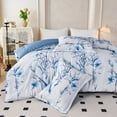 thumbnail image 6 of Koniroom 3Pcs Blue Blossom Comforter Set King Size, Blue Flower Branch on White Bedding Sets for Women, 6 of 12