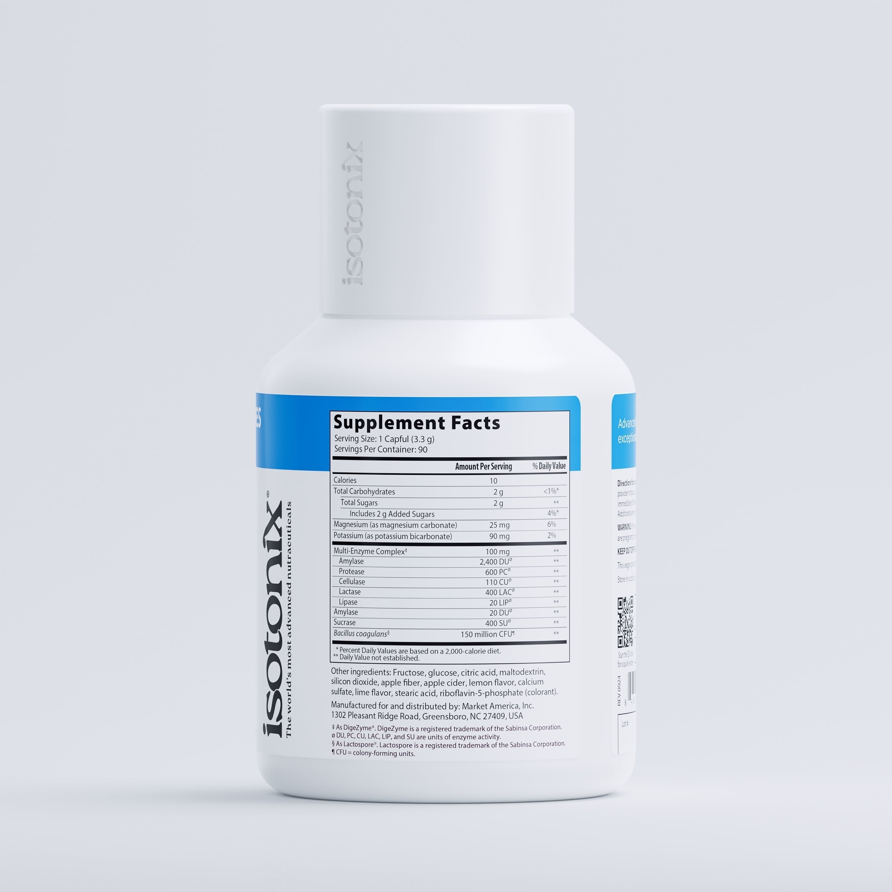 Isotonix Digestive Enzymes with Probiotics: Advanced Digestive Support, Nutrient Absorption, Healthy Cholesterol & Skin with DigeZyme & Lactospore – Isotonic Drink Mix, 90 Servings.