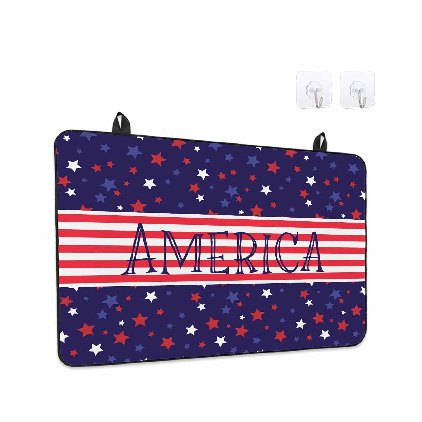 Independence Day Stove Top Cover for Electric Stove, Heat-proof & Non Slip Glass Top Stove Cover Protector, American Flag Red Blue Star Striped Kitchen Flat Cooktop Rubber Mat 24x21 Inches