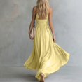 thumbnail image 4 of Womens Halter Sleeveless Casual Long Dress, Summer Pleated Waist Maxi Sundress, Elegant Flowy Swing Beach Dress for Party, 4 of 6