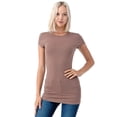 thumbnail image 2 of Simply Fashion Basic Crewneck Short Sleeve T-Shirts - Stretch Cotton Spandex,Mocha,Small, 2 of 5