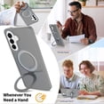 thumbnail image 3 of Asuwish Phone Case for Samsung Galaxy A57 5G Tempered Glass Screen Protector Magnetic Folding Stand Frosted Translucent Rugged Shockproof Protective Cell Cover A 57 57A LTE Women Men Grey, 3 of 6