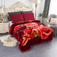thumbnail image 4 of Unbranded 2 Ply Rose Crystal Velvet Blanket 2 Double-sided Design Blanket 7.5-8.5lbs Burgundy King, 4 of 5