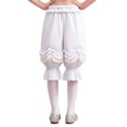thumbnail image 5 of Aislor Girls Victorian Loose Pantaloons Medieval Solid Color Trousers Ruffled Lace Bloomers Beige 12, 5 of 7