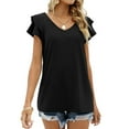 thumbnail image 5 of Womens Summer Tops Ruffle Short Sleeve V Neck T-Shirts Casual Loose Fit, 5 of 6