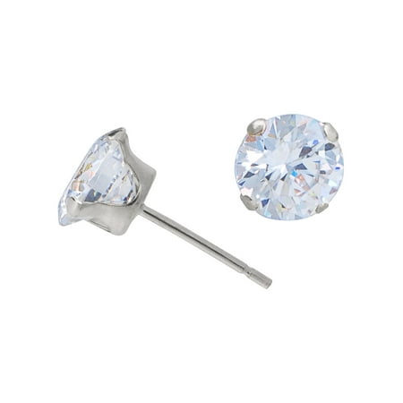 Brilliance Fine Women s 10kt White Gold 5mm Round CZ Stud Earrings 1 ct. t.w. in 10K White Gold