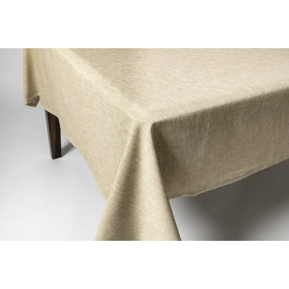 Tweed Tablecloth, 100% Cotton, 52" X 70", Taupe/Green